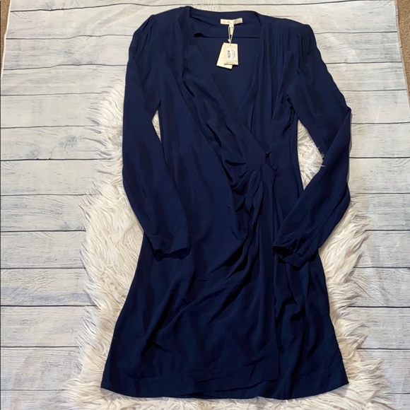 SOLD! Maje Renie Crepe Navy Wrap Dress M NWT - Picture 2 of 9